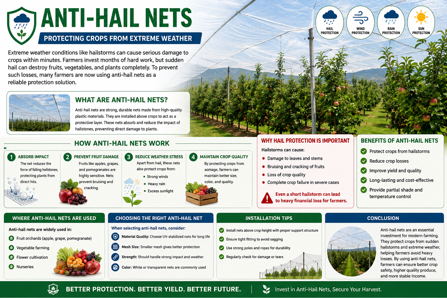 Anti-Hail Nets Protecting Crops from Extreme Weather